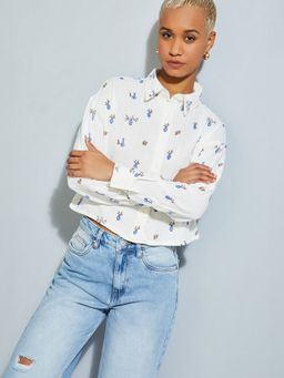 max - Women Cream Printed Shirt