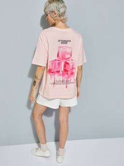 max - Women Pink Pure Cotton Typography Regular T-Shirt