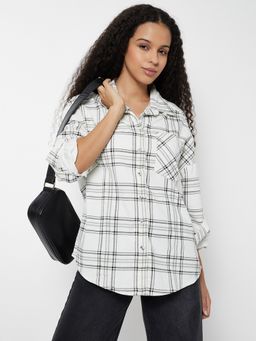 max - Women Black Checked Oversized Shirt