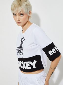 max - Women White Pure Cotton Graphic Regular T-Shirt