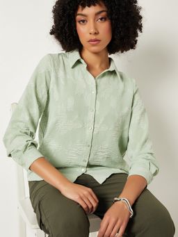 max - Women Jacquard Green Shirt