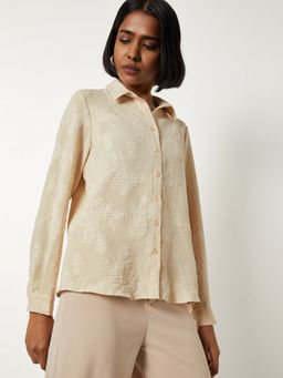max - Women Jacquard Cream Shirt