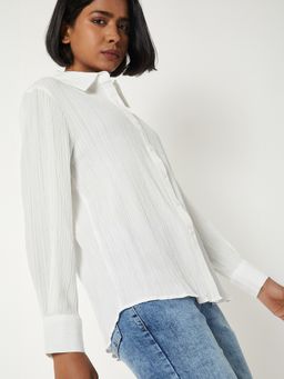 max - Cream Women Textured Regular Fit Shirt