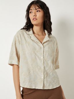 max - Women Embroidered Cream Shirt