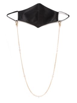 Blueberry - Women Black Reusable 2-Ply Outdoor Satin Mask With Detachable Chain Strap