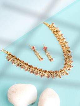 Label Ruby - Regal Emerald And Gold Heritage Necklace and Earrings