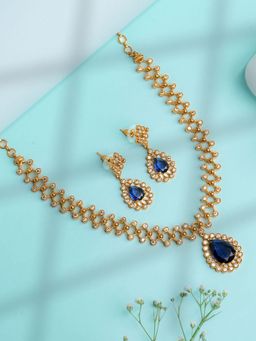 Label Ruby - Blue Artisan Floral Mandala Necklace and Earrings