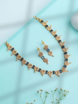 Label Ruby - Blue Nature-Inspired Leaf Necklace and Earrings