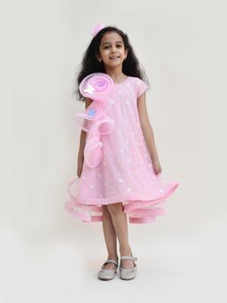 Fayon Kids - Pink Star Net High Low Dress