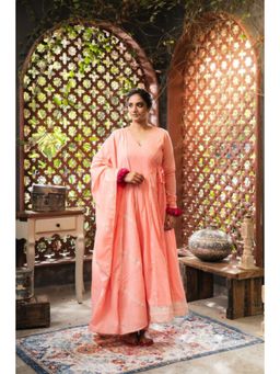 Taraasi - Sahiba' Peach Mulmul Cotton Anarkali