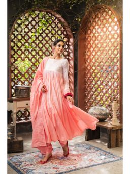 Taraasi - Sharbat' Blush Pink and Ombre Mulmul Cotton Anarkali