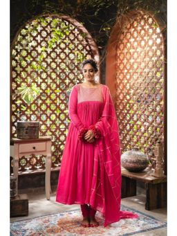 Taraasi - Ittr-E-Gul' Rani Pink Mulmul Cotton Anarkali