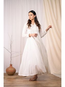 Taraasi - Moon Dance' Off White Mulmul Cotton Dress