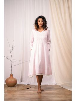 Taraasi - Blushing Beauty' Baby Pink Mulmul Cotton Dress