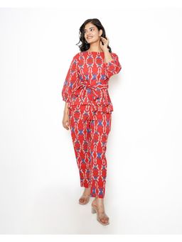 Kameez - Red Printed Cotton Co-ord (Set of 2)