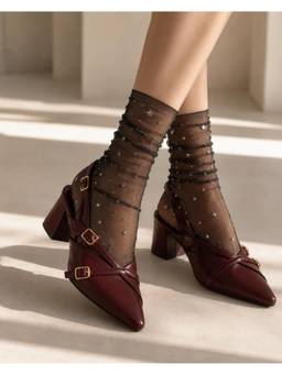 Toprico - Mary Jane Burgundy Sandals Heels