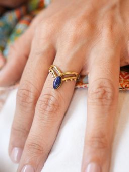 SOUL WORKS - BLue Lapis Vanki Brass Ring