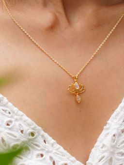 SOUL WORKS - Lotus Moonstone Pendant Chain (16-18)