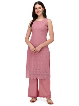 Shopping Queen - Dusty Pink Schiffler Georgette Kurta and Palazzo