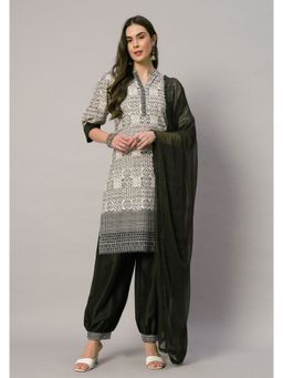 Shopping Queen - Dark Olive Embroidered Viscose Kurta with Dhoti Pant and Dupatta