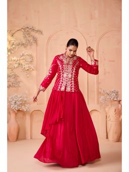 MADHURAM - Women Pink Embroidered Lehenga with Top