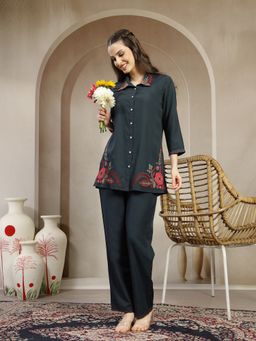 Nayam by lakshita - Green Viscose Rayon Embroidered Co-Ord Set