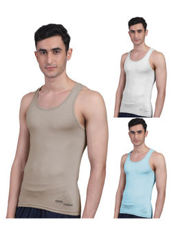FREECULTR - Men's Twin Skin Bamboo Anti Microbial Breathtech Cotton Vest, Pack of 3