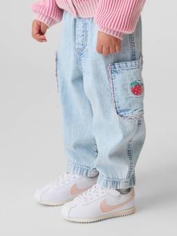 GAP - Girls' Embroidered Mid-Waist Joggers - Blue