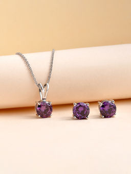Ornate Jewels - Amethyst Daily Wear Pure Silver Solitaire Set