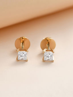 Ornate Jewels - 10K Yellow Gold 0.26 Carat Lab Grown Diamond Solitaire Stud Earring Women for Girls