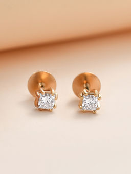 Ornate Jewels - 10K Yellow Gold 0.20 Carat Lab Grown Diamond Solitaire Stud Earring Women for Girls
