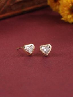 Ornate Jewels - 10K Yellow Gold 0.50 Carat Lab Grown Diamond Heart Stud Earring Women & Girls