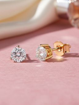 Ornate Jewels - 10K Yellow Gold 0.60 Carat Lab Grown Diamond Solitaire Stud Earring Women & Girls