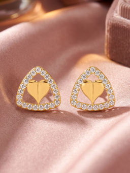 Ornate Jewels - 10K Yellow Gold 0.25 Carat Round Lab Grown Diamond Tringle Earring for Women & Girls