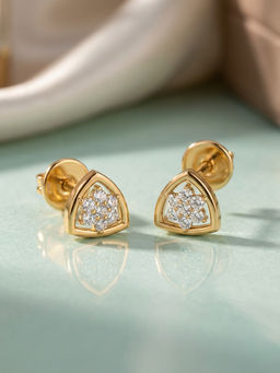 Ornate Jewels - 10K Yellow Gold 0.20 Carat Round Lab Grown Diamond Sparkle Stud Earring for Women