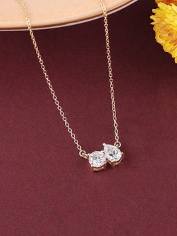 Ornate Jewels - 10K Yellow Gold 0.50 Carat Lab Grown Diamond Toi Et Moi Necklace for Women