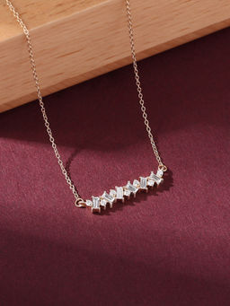 Ornate Jewels - 10K Yellow Gold 0.31 Carat Baguette Lab Grown Diamond Necklace for Women & Girls