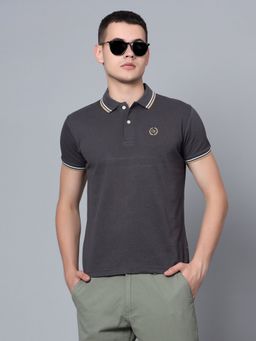 Cantabil - Men Dark Grey Polo T-shirt