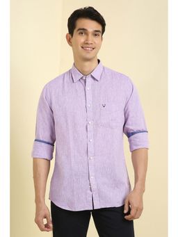 Allen Solly - Men Lavender Slim Fit Textured Full Sleeves Casual Shirt