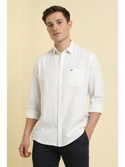 Allen Solly - Men White Slim Fit Solid Full Sleeves Casual Shirt