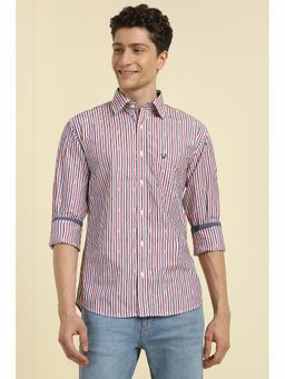 Allen Solly - Men White Slim Fit Striped Full Sleeves Casual Shirt