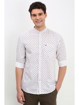 Allen Solly - Men White Slim Fit Printed Full Sleeves Casual Shirt