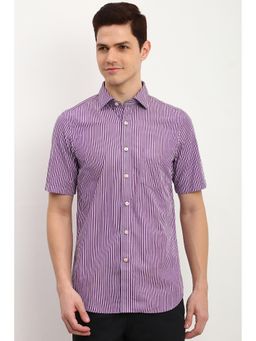 Allen Solly - Men Purple Slim Fit Striped Half Sleeves Casual Shirt