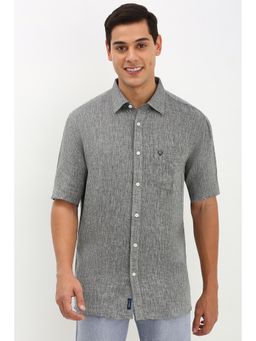 Allen Solly - Men Grey Slim Fit Textured Half Sleeves Casual Shirt