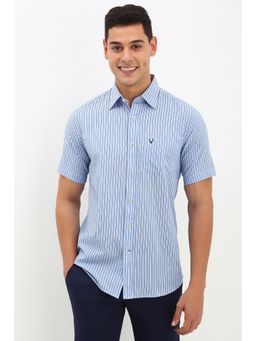 Allen Solly - Men Blue Slim Fit Striped Half Sleeves Casual Shirt