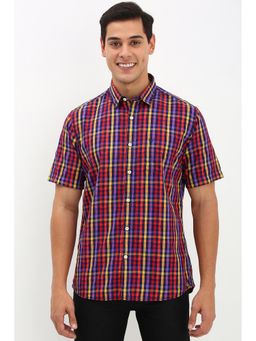 Allen Solly - Men Multi-Color Slim Fit Checked Half Sleeves Casual Shirt
