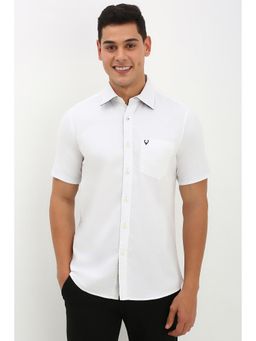 Allen Solly - Men White Slim Fit Solid Half Sleeves Casual Shirt