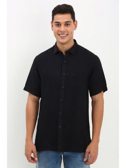 Allen Solly - Men Black Slim Fit Solid Half Sleeves Casual Shirt
