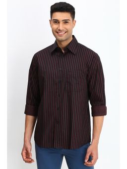 Allen Solly - Men Black Regular Fit Stripe Full Sleeves Casual Shirt