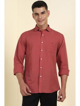 Allen Solly - Men Rust Slim Fit Solid Full Sleeves Casual Shirt